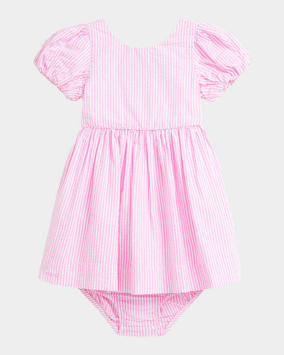 Girl's Striped Seersucker Dress, Size 3M-